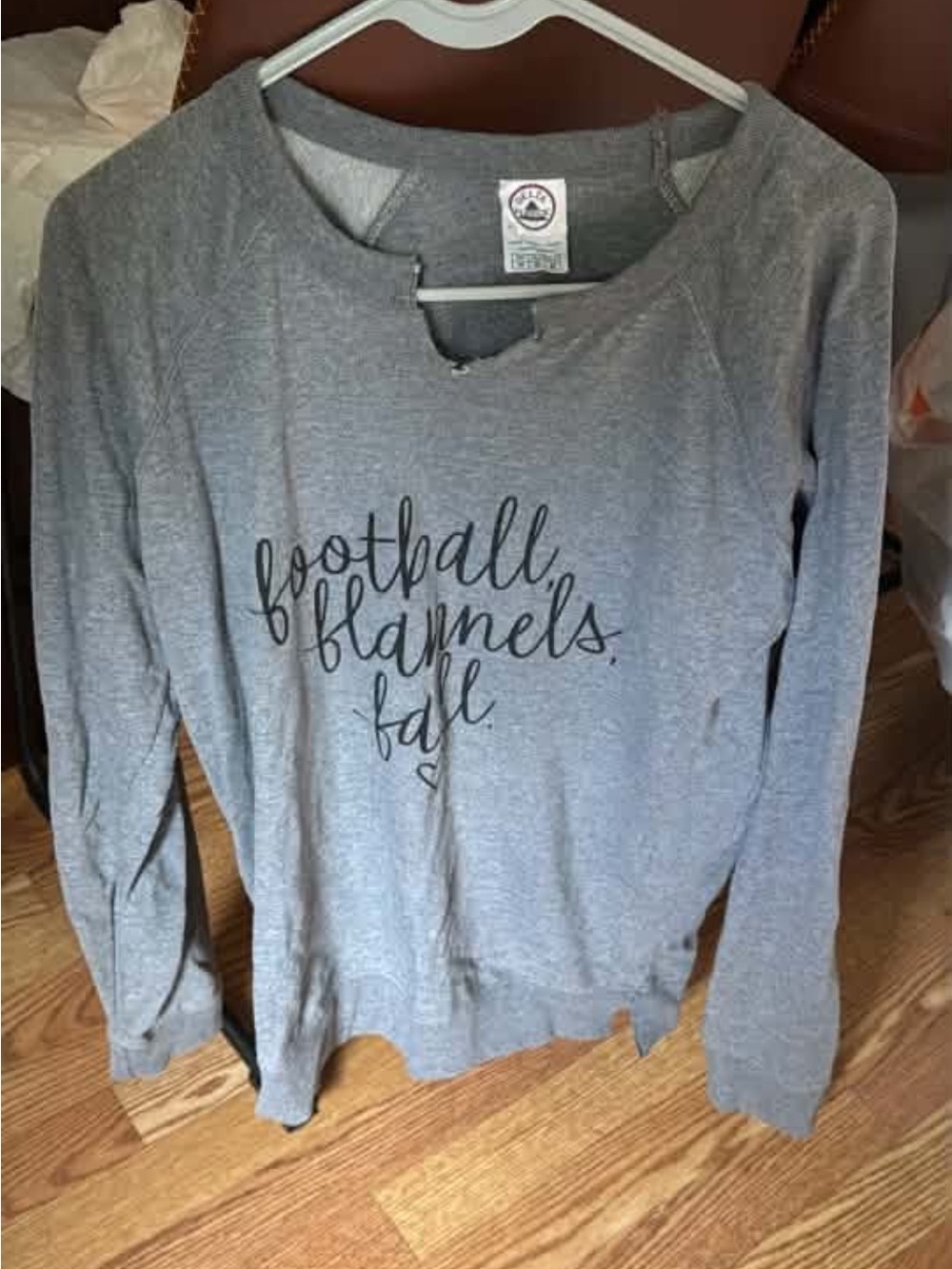 Delta Gray Crewneck Sweatshirt with Script Print